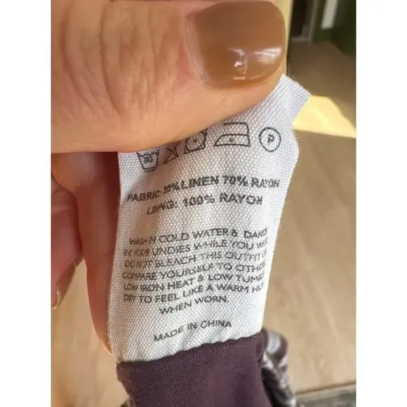 Peppermayo Fresh Face Linen Low Rise Baggy Pants in Brown and Purple Stripes, 4 - Picture 8 of 8